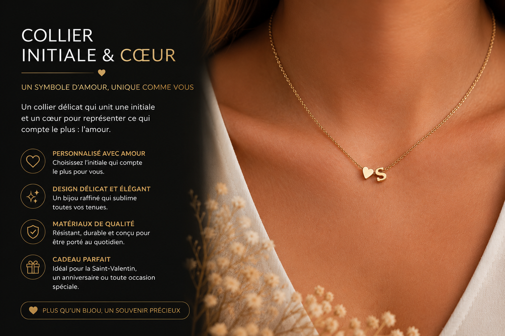 Collier Initiale & Cœur Personnalisé